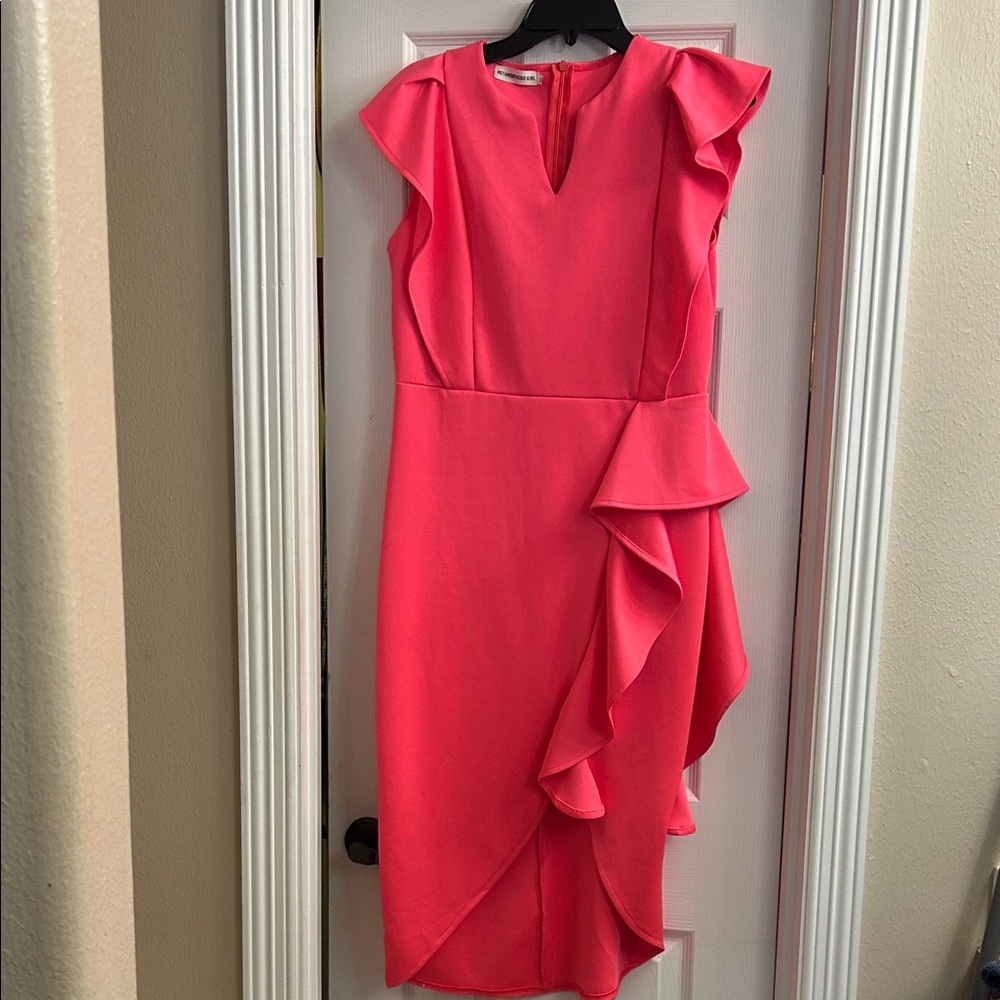 A pink extra large metamorphosis girl spandex dress